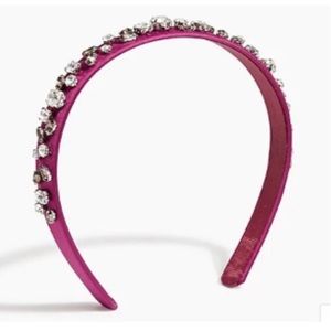 COPY - NWT J. Crew Gem Headband, Metallic Satin Festive Burgundy Pink J.Crew